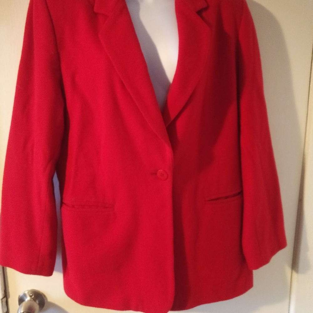 Harvey Bernard red wool blazer jacket, size 10